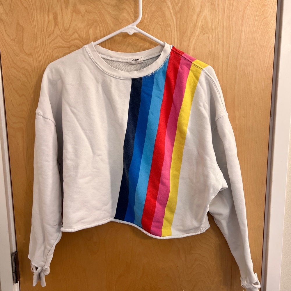 Re/Done distressed multi-color sweatshirt